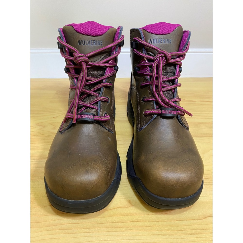 Wolverine Peak AG Womens Brown Pink Waterproof Leather Hiking Boots Size 8.5W